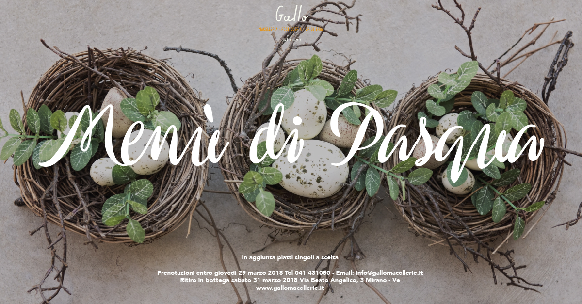 menu pasqua 2018 | Macellerie Gallo