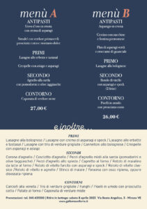 Menù di pasqua 2023 da Gallo a Mirano