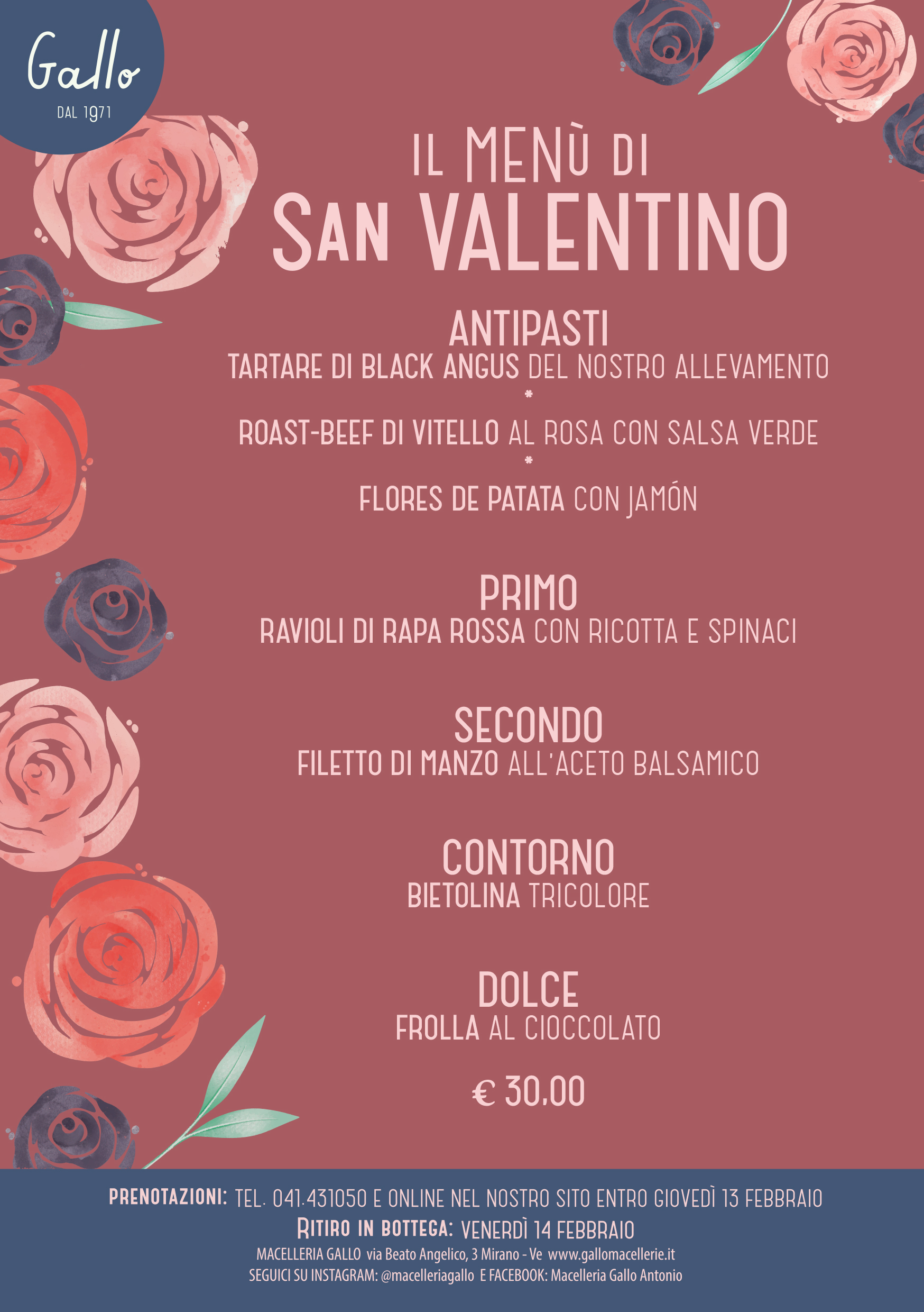 Men&ugrave; San valentino 2025 Macelleria Gallo