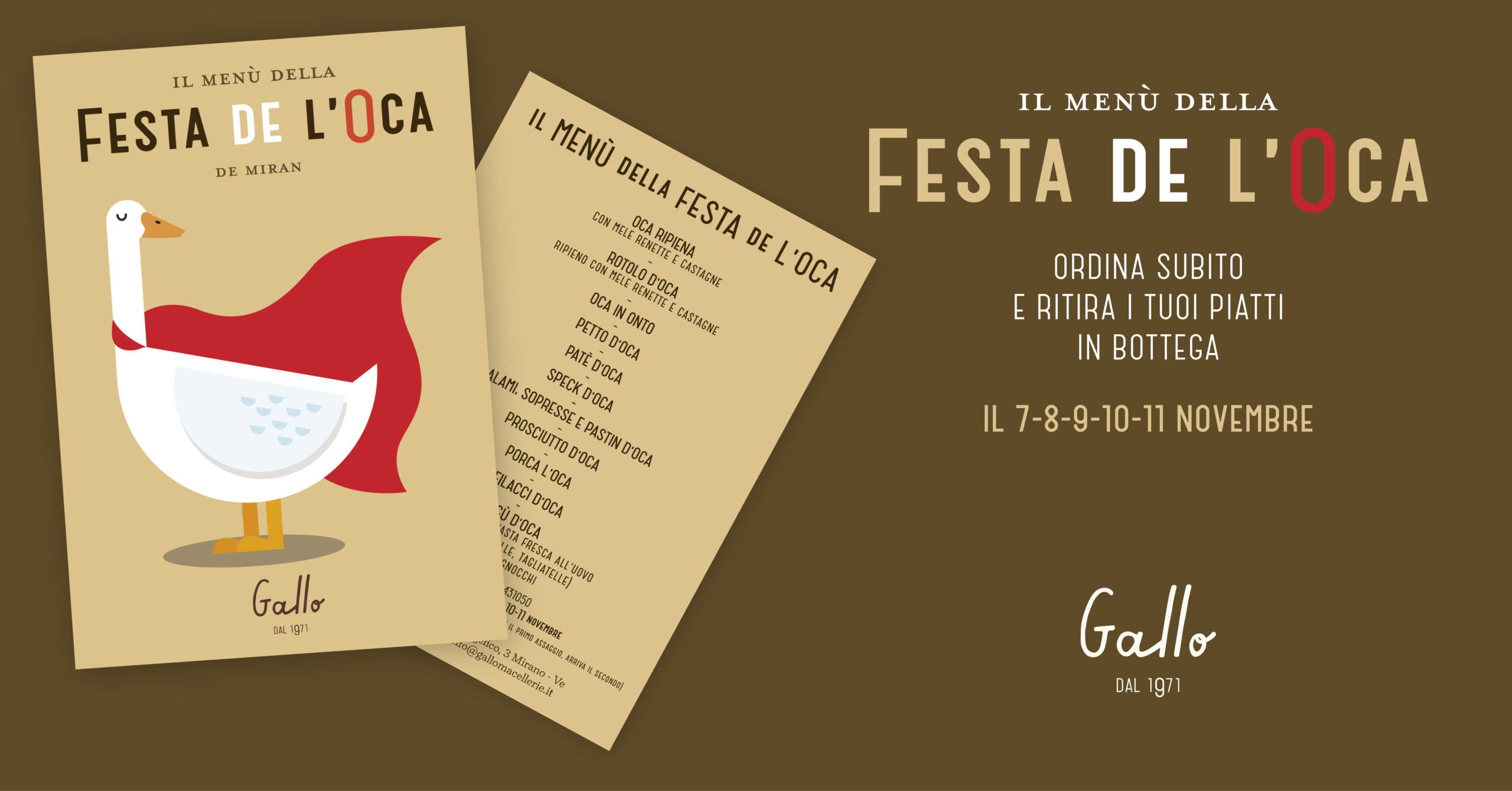 I menù della festa dell'oca di Mirano della Macelleria Gallo